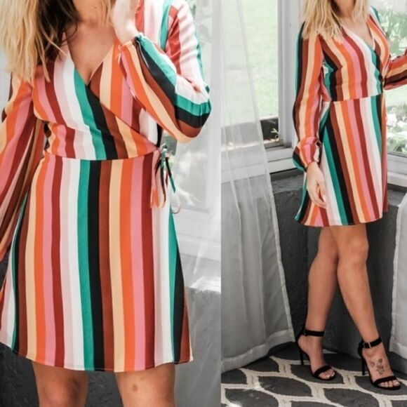 Striped Wrap  Dress‎ - Picture 9 of 16